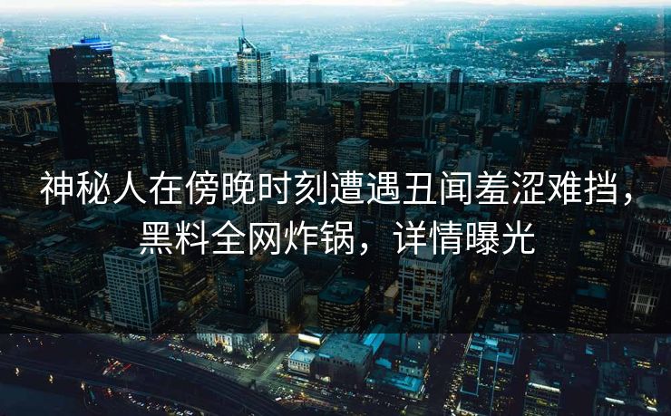 神秘人在傍晚时刻遭遇丑闻羞涩难挡，黑料全网炸锅，详情曝光