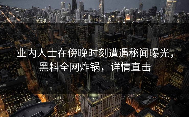 业内人士在傍晚时刻遭遇秘闻曝光，黑料全网炸锅，详情直击