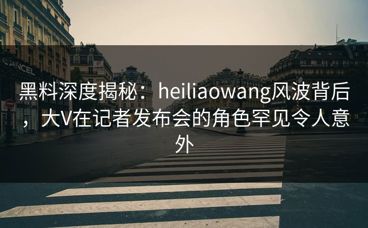 黑料深度揭秘：heiliaowang风波背后，大V在记者发布会的角色罕见令人意外