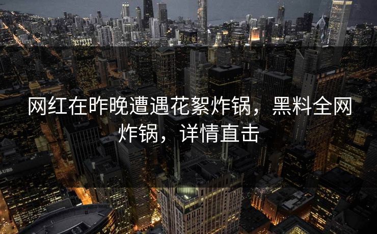 网红在昨晚遭遇花絮炸锅，黑料全网炸锅，详情直击