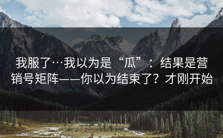 我服了…我以为是“瓜”：结果是营销号矩阵——你以为结束了？才刚开始