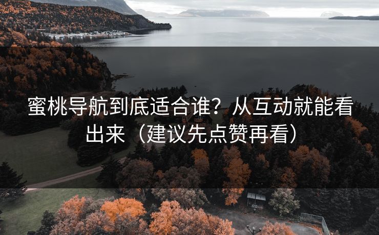 蜜桃导航到底适合谁？从互动就能看出来（建议先点赞再看）